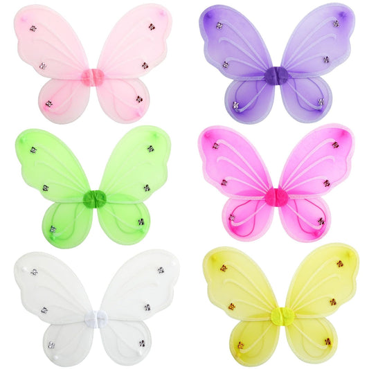 Butterfly Fairy Wings for Girls – 6 Pack, Rhinestone Embellished