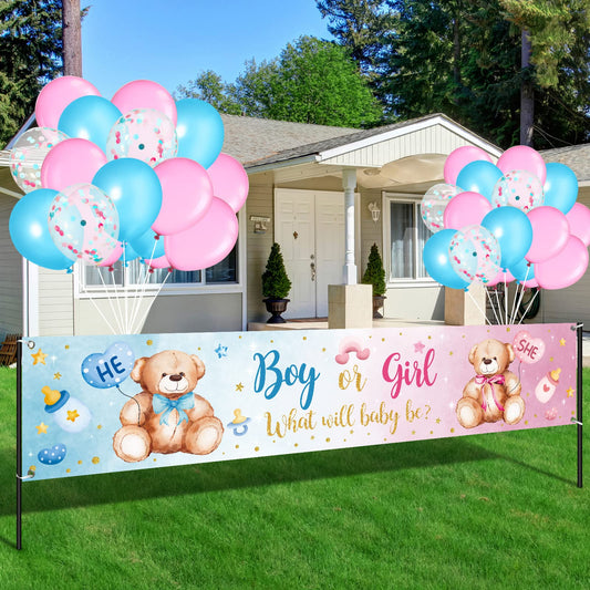 Boy or Girl Gender Reveal Banner & Balloon Set – 39 Piece