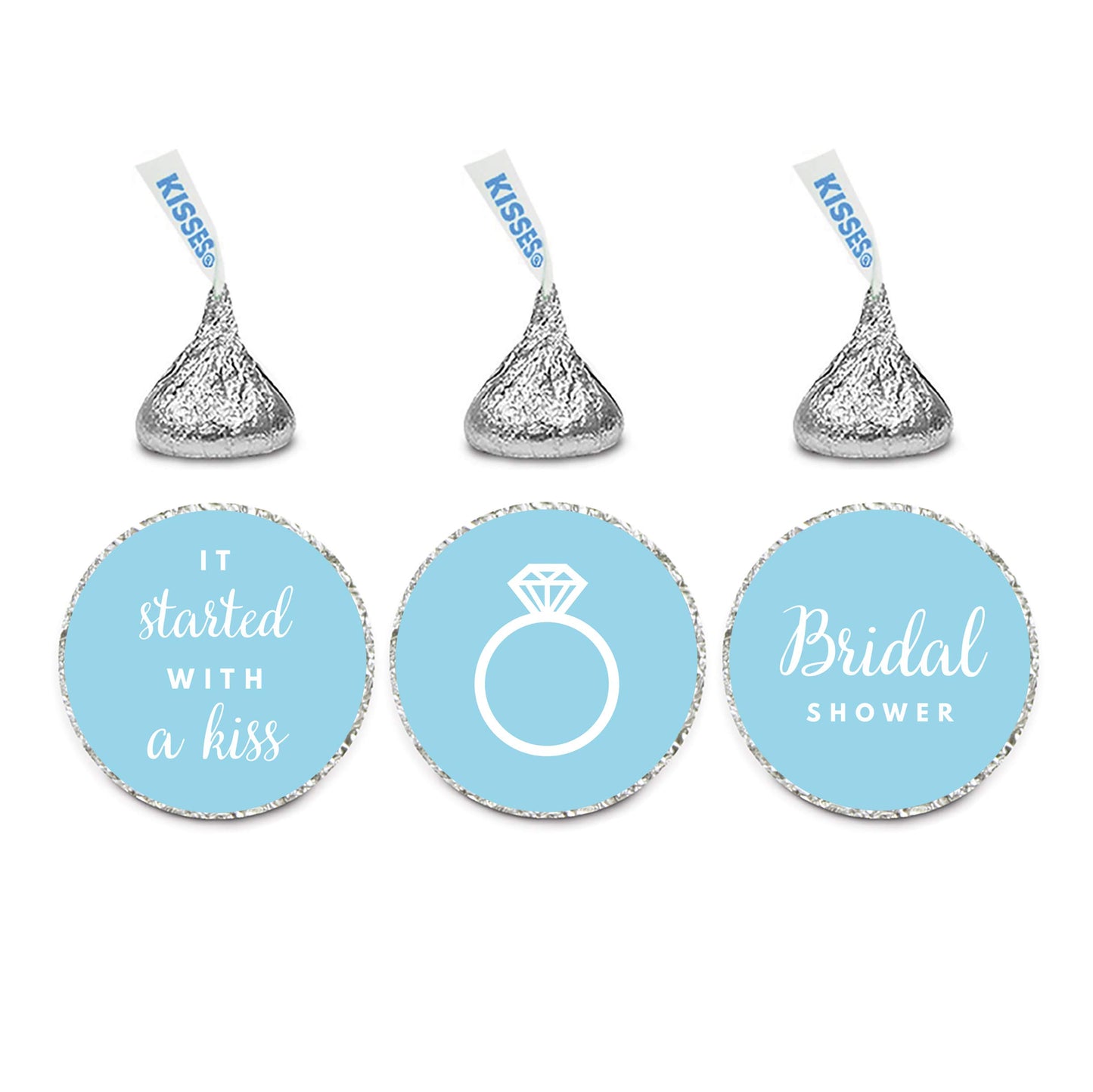 Baby Blue Chocolate Drop Labels for Hershey's Kisses – 216 Pack
