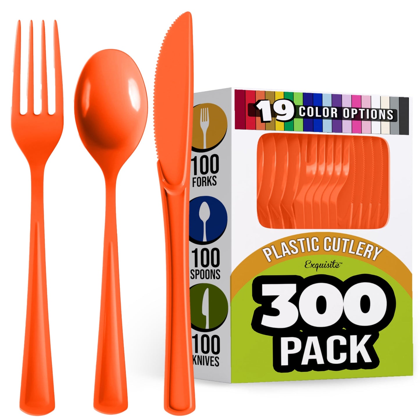 Orange Heavy Duty Plastic Cutlery Set - 300 ct