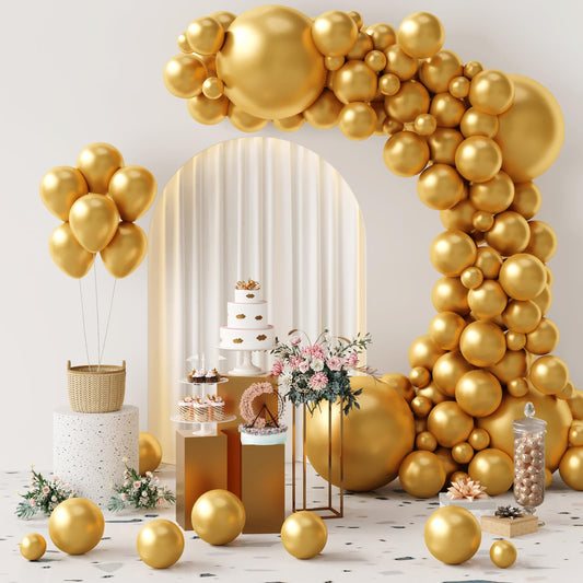Metallic Gold Balloon Garland Arch Kit – 137 Piece