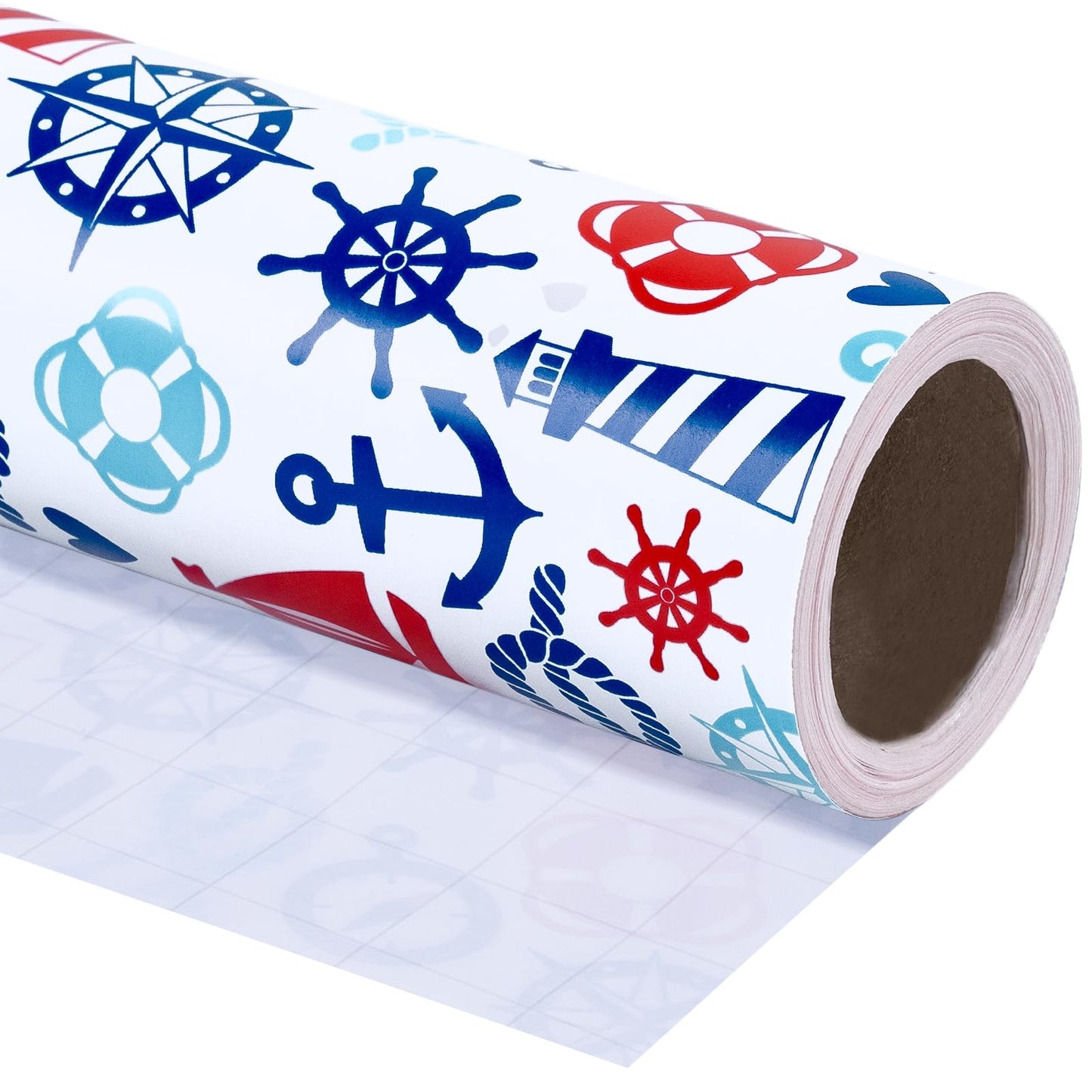 WRAPAHOLIC Nautical Anchors Wrapping Paper Roll - 17 Inch x 33 Feet - Nautical Element Anchor Design Perfect for Birthday Nautical Beach Decoration Baby Shower