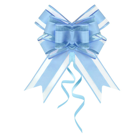 Lystaii 10 PCS Large Pull Bows Wrapping Ribbon Pull Bows Gift Bows for Birthday Presents Wedding Gift Baskets Presents Package Bow Decoration (Light Blue)