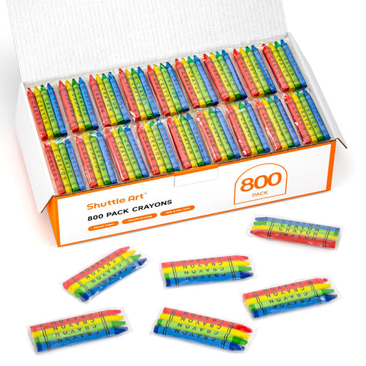 Shuttle Art Crayons Bulk Set - 200 Packs of 4 Assorted Colors (Total 800 Crayons) Non-Toxic Crayons Individual Packs for Party Favors Restaurants School Supplies for Teachers