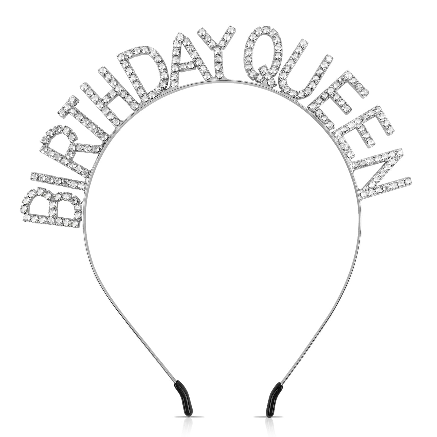Silver Birthday Queen Rhinestone Crown Headband – 161 Crystals