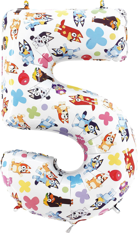 Bluey & Bingo Number 5 Mylar Balloon - 26-Inch