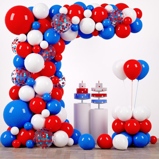 Patriotic Balloon Garland Arch Kit, Red White Blue - 148 ct