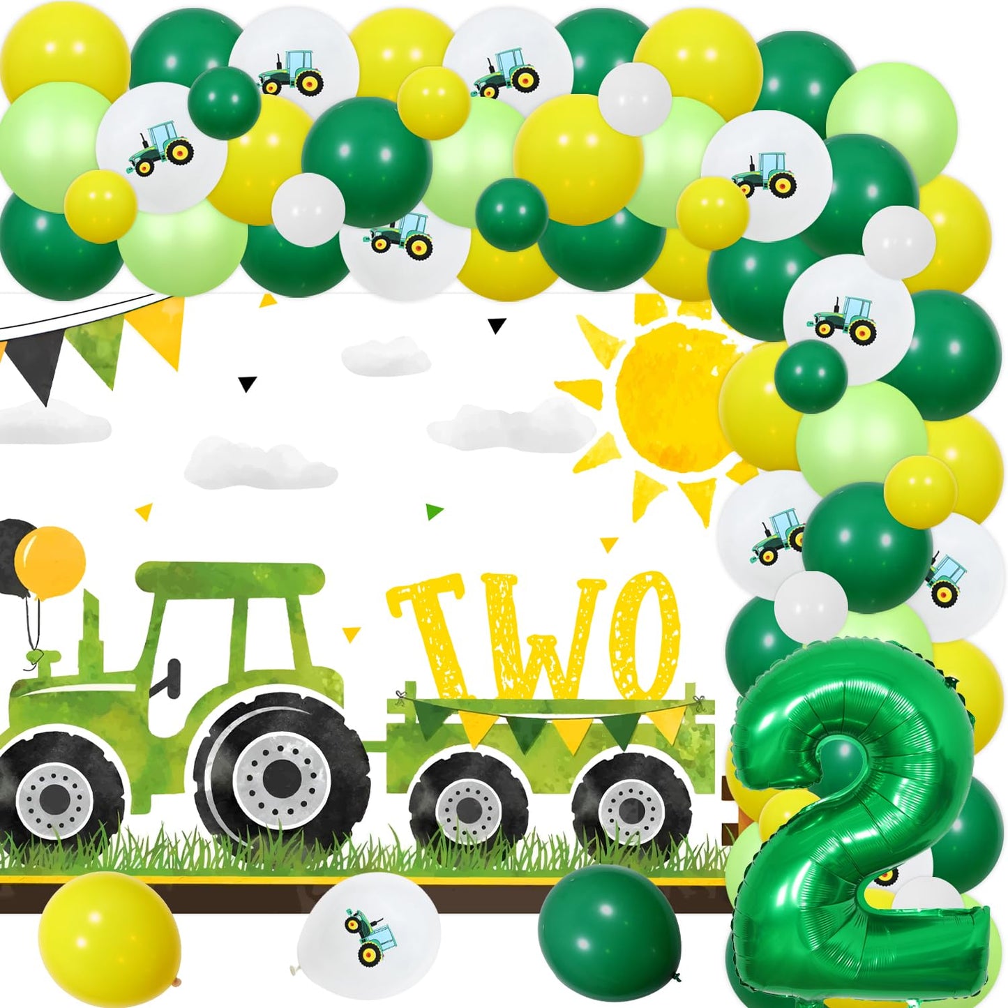 Farm Tractor 2nd Birthday Party Decorations – 68 Piece