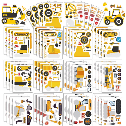 Construction Truck Make-a-Face Sticker Sheets – 42 Pack