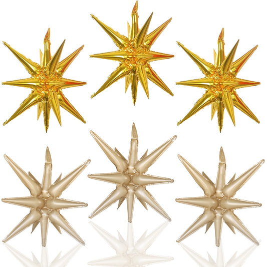 Gold Foil Spike Star Balloons