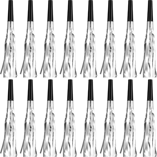 Silver Metallic Fringed Blowout Noise Makers - 24 ct