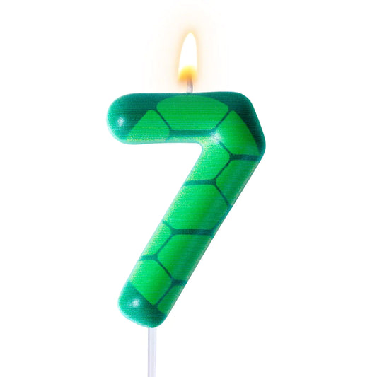 Green Turtle Number 7 Birthday Candle – Kids Cake Topper