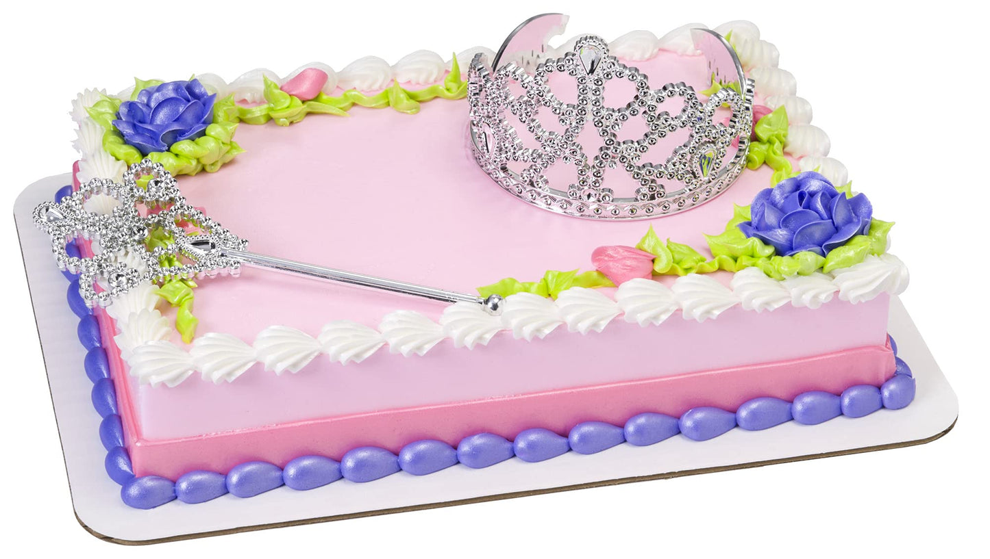 Princess Tiara & Scepter Sparkly Cake Topper Set