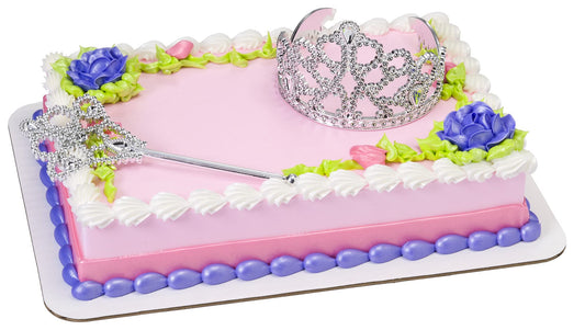 Princess Tiara & Scepter Sparkly Cake Topper Set