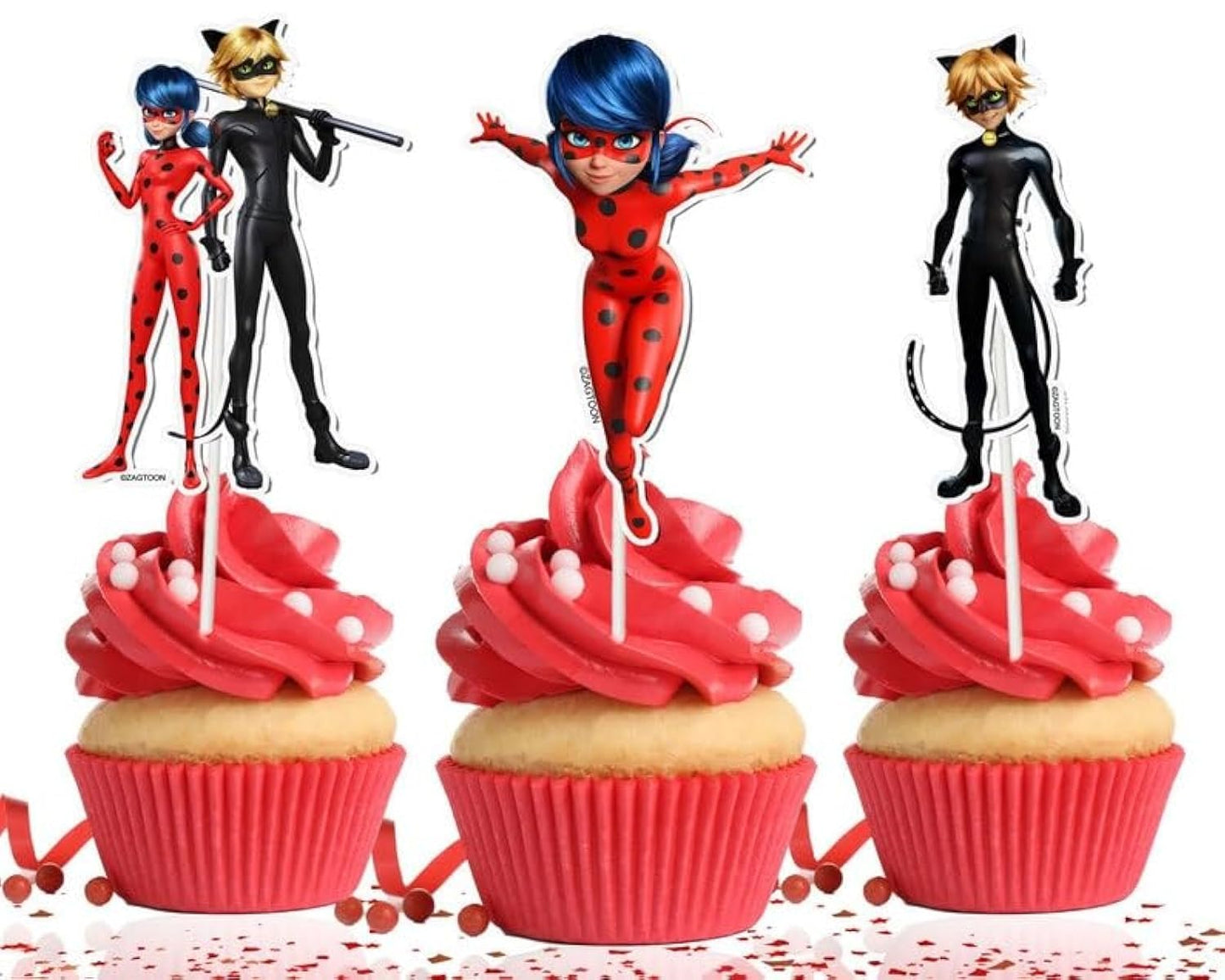 Miraculous Ladybug Cupcake Toppers Birthday Party Supplies
