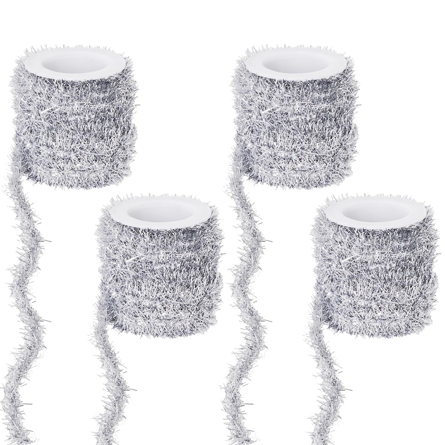 Silver Tinsel Garland Metallic Ribbon