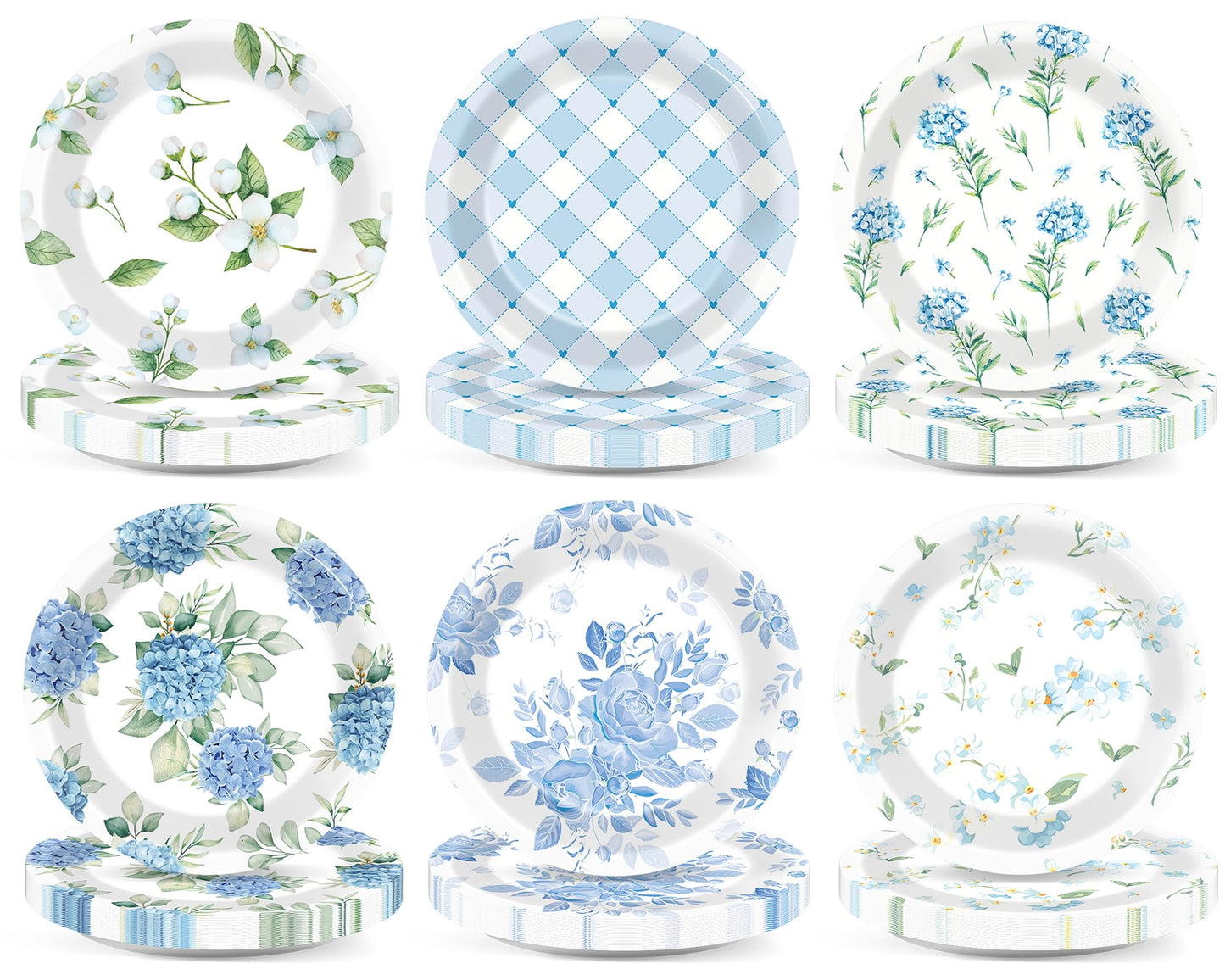 Blue & White Floral Vintage Tea Party Paper Plates