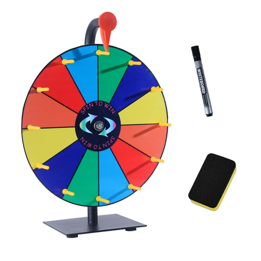 12 Inch Heavy Duty Prize Wheel-12 Slots Color Editable Spinning Prize WheelWith Dry Erase Marker and EraserWheel for Fortune Spinning Game Carnival & Engaging Home PartiesTradeshow.