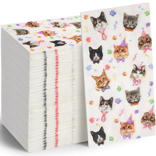 Cat Watercolour Paper Party Napkins – 100 Pack