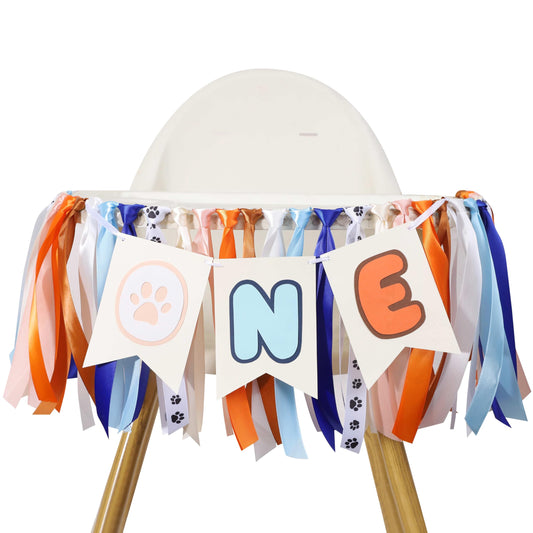 Light Blue Boys 1st Birthday High Chair Banner