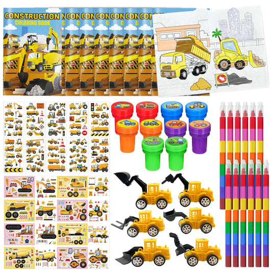 Construction Vehicle Colouring Book & Crayons Party Favour Set – 72 Piece