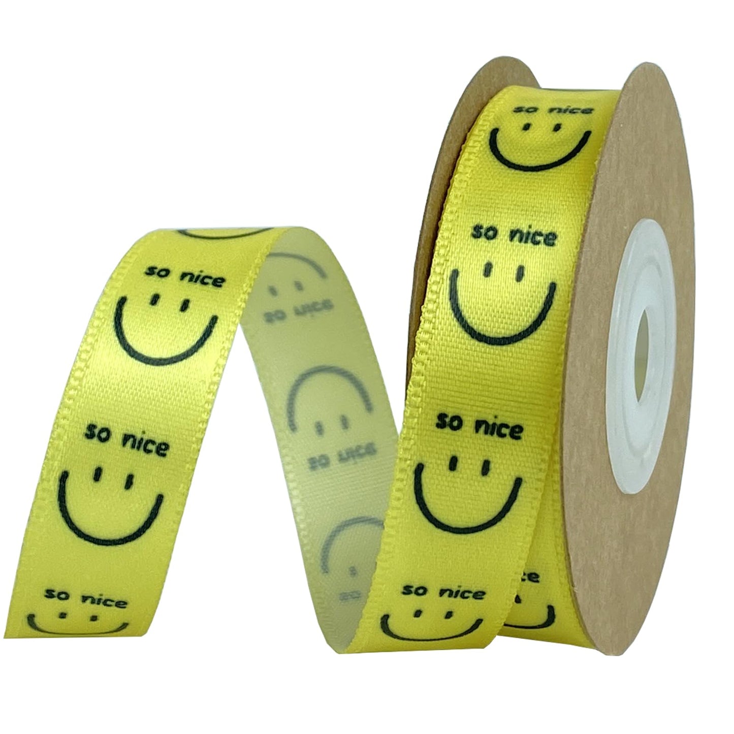 Yellow Smiley Face Craft Ribbon for Gift Wrapping & Party Decoration – 10 Yards