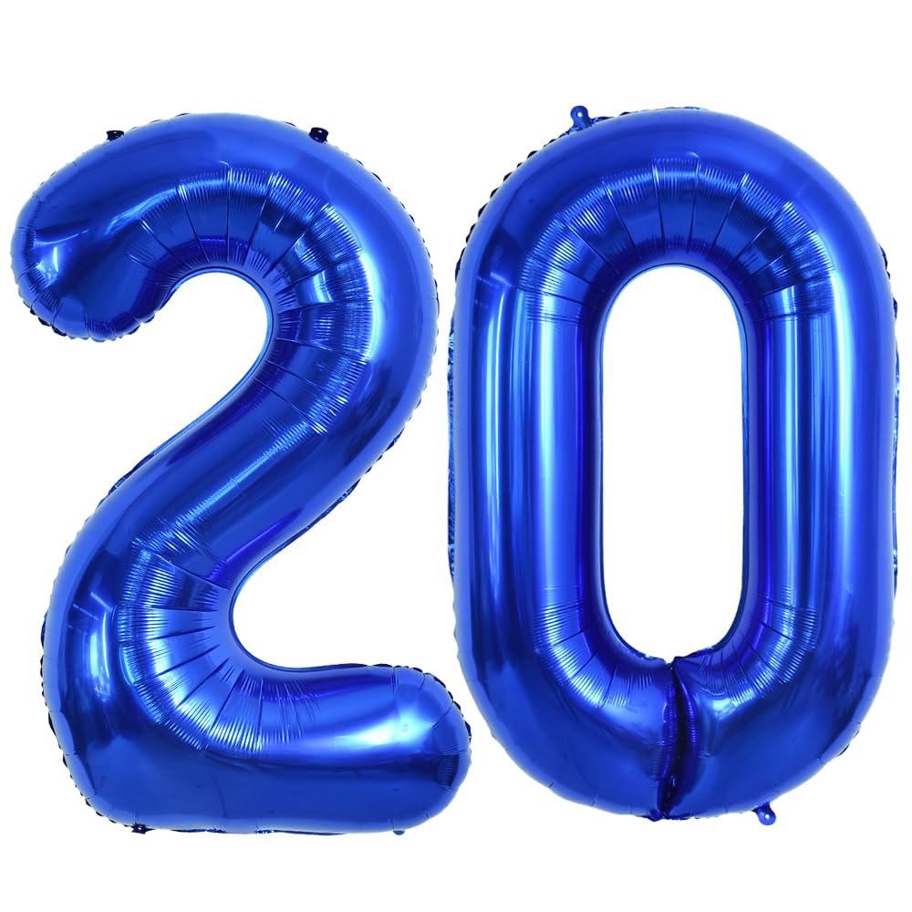 Navy Blue 20 Number Foil Balloon – 40 Inch Giant Birthday Balloon