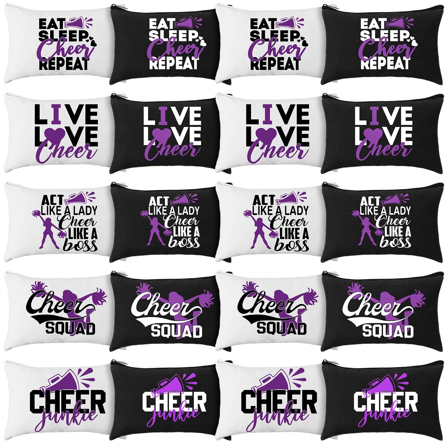 Cheer Canvas Makeup Bags – 20 Pack, Purple
