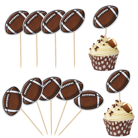 American Football Cupcake Toppers – 40 Pack