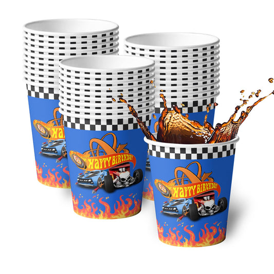 Race Car Design Paper Birthday Party Cups - 30 ct