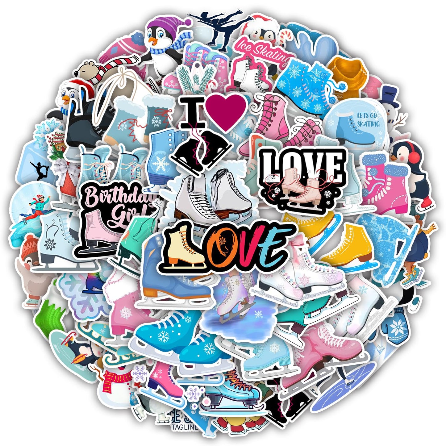 Ice Skating Stickers Party Favors - 120 ct
