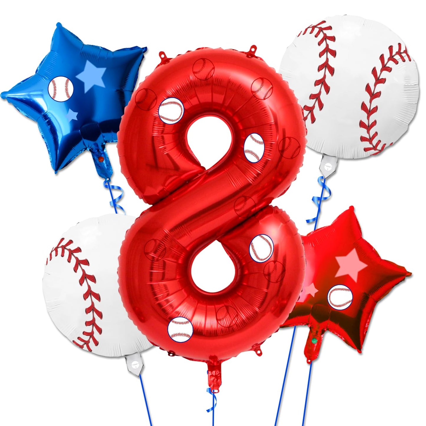 Baseball 8th Birthday Balloon Set – 5 Piece