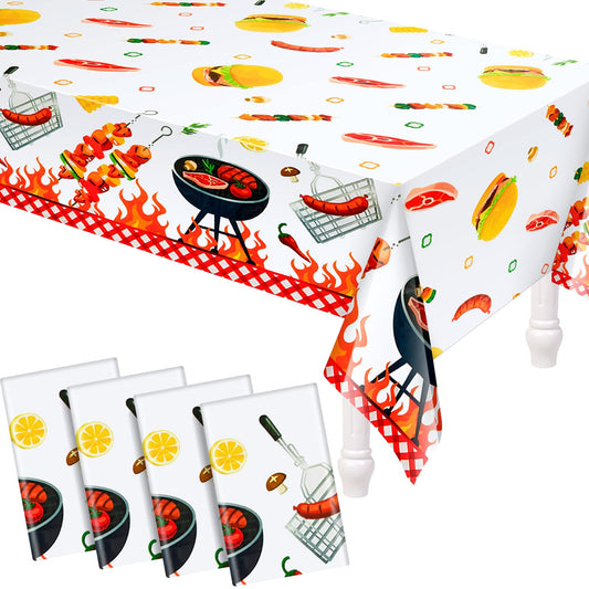 BBQ Picnic Tablecloths – 4 Pack, 86 x 51 Inch