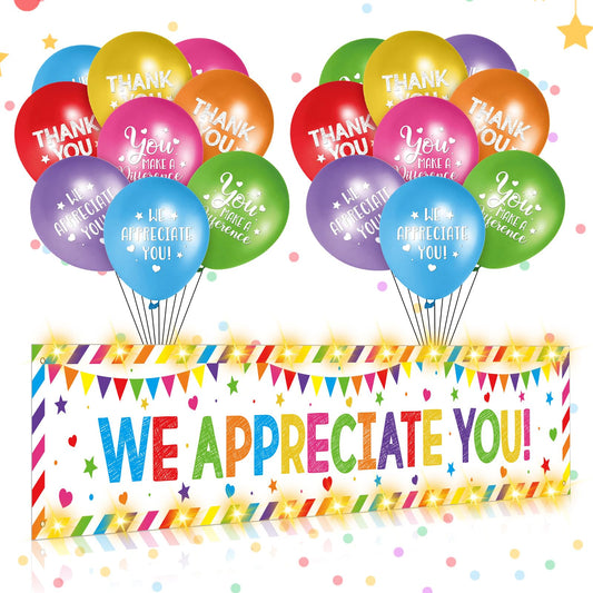 We Appreciate You Light-Up Banner & Balloon Set – 21 Piece