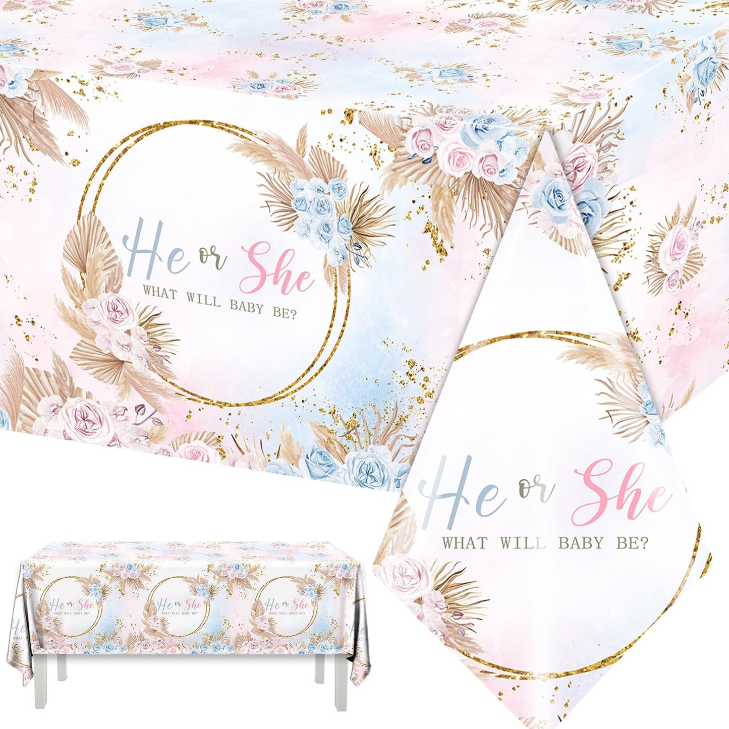Gender Reveal Tablecloths – 3 Pack, What Will Baby Be