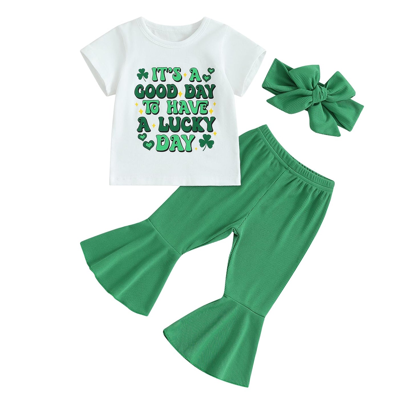 St. Patrick’s Day Toddler Girl Shamrock Outfit – 2 Piece Set