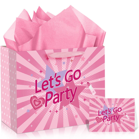 Pink Let's Go Party Gift Bag Set