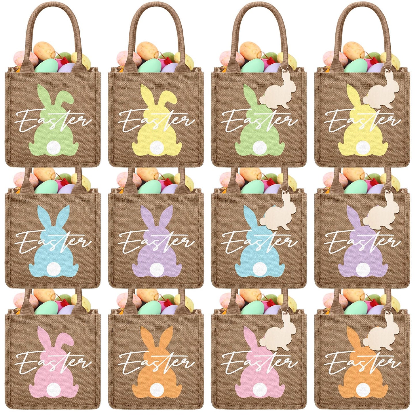 Easter Bunny Burlap Treat Bag Party Favor Set