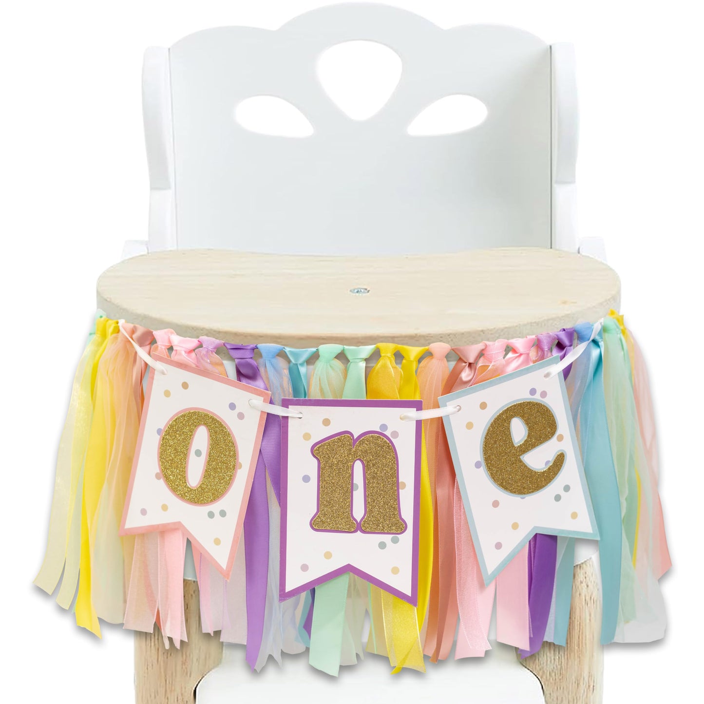 Boho Pastel Rainbow ONE High Chair Birthday Banner
