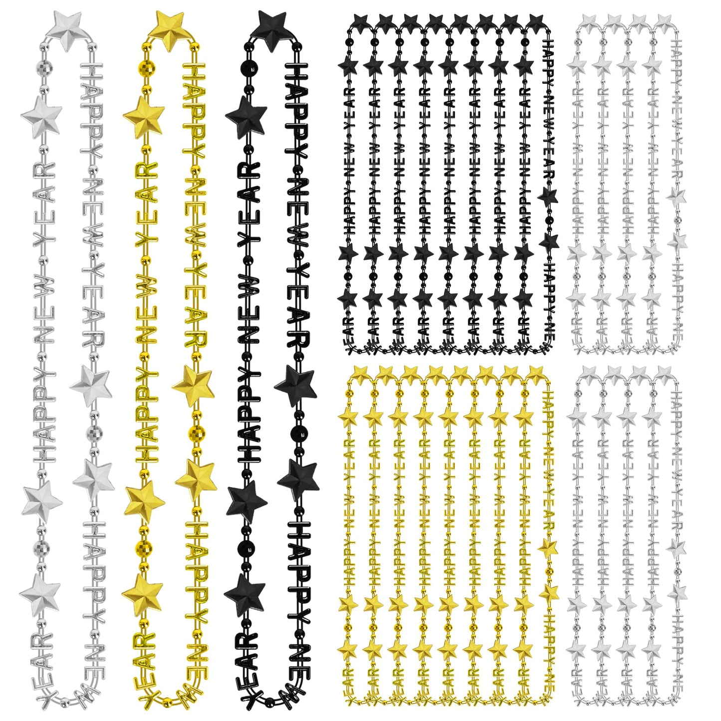 New Year's Eve Bead Necklaces – 100 Pack