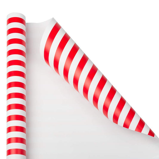 JAM Paper Gift Wrap - Striped Wrapping Paper - 25 Sq Ft (30 in x 10 Ft) - Red & White Stripes - Roll Sold Individually
