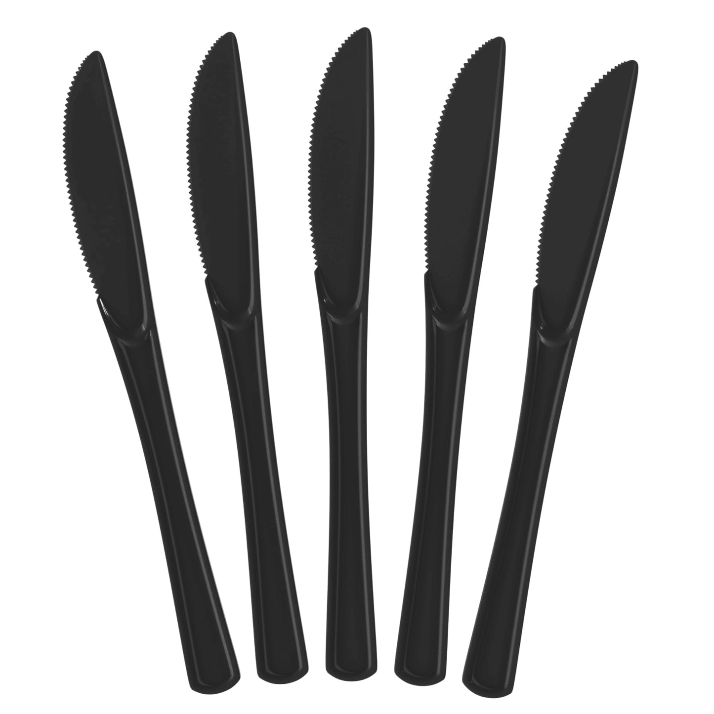 Exquisite Disposable Black Plastic Knives 50 Pcs - Heavy Duty Black Plastic Disposable Cutlery - Black Disposable Flatware Black Plastic Silverware Plastic Knives Black