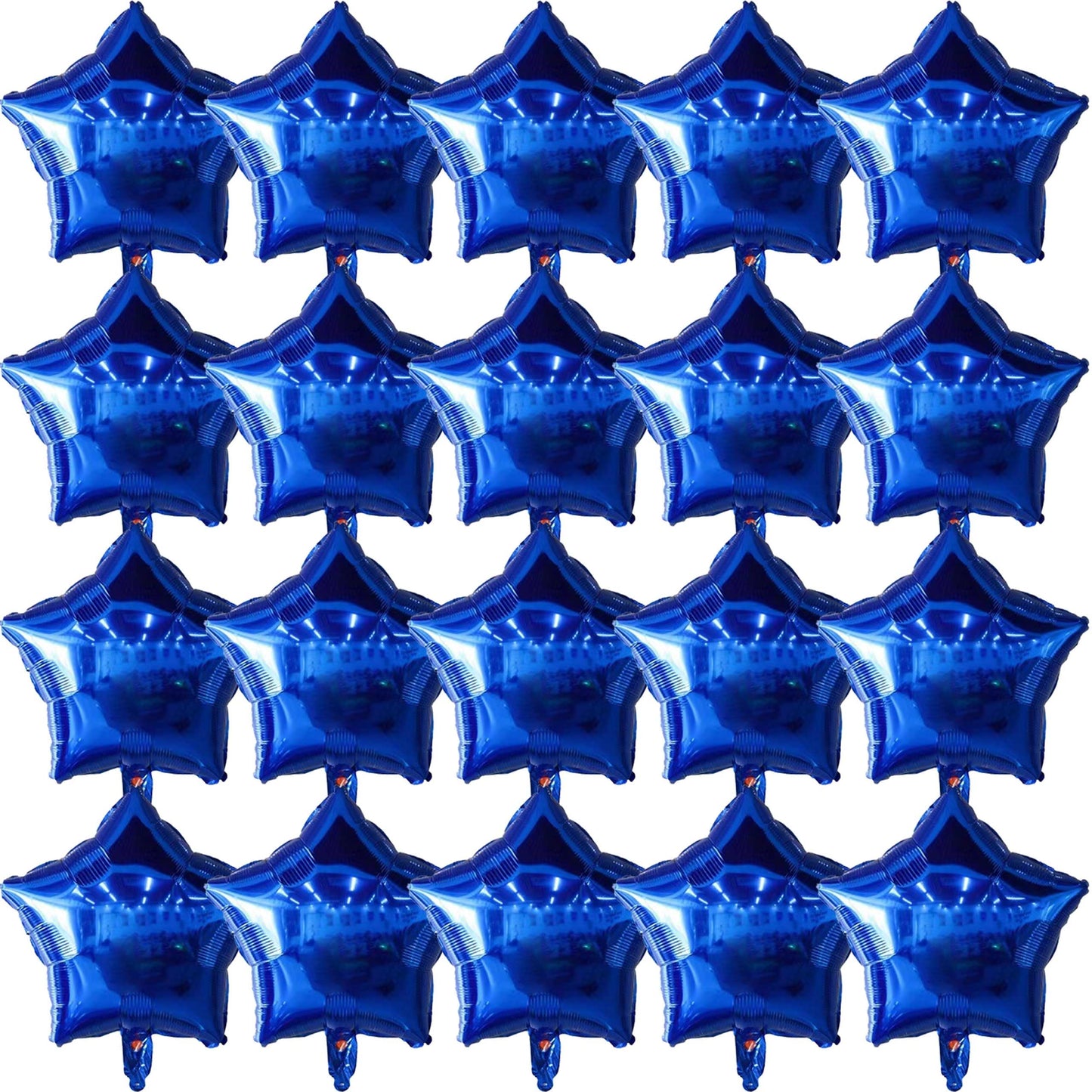 Blue Metallic Star Balloons - 20 ct