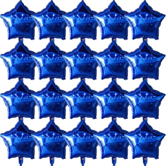 Blue Metallic Star Balloons - 20 ct