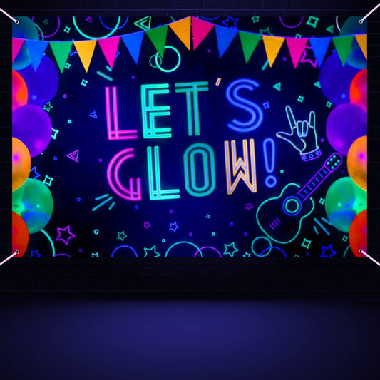 Glow Party Neon Birthday Backdrop – 5.9 x 3.9 Ft