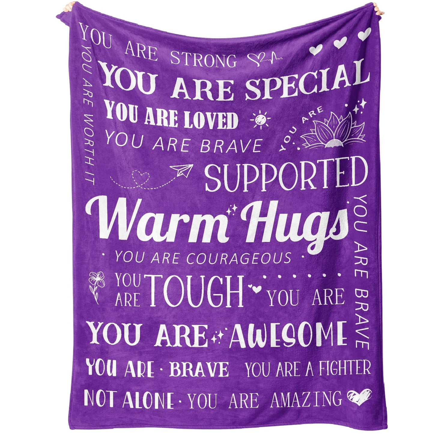 EOBIBIFUN Get Well Blanket Breast Cancer Gifts for Women Get Well Soon Gift for Mom Sister Friend Coworker Feel Better After Surgery Gifts Sympathy Inspirational Healing Blanket (Purple) MTHL005
