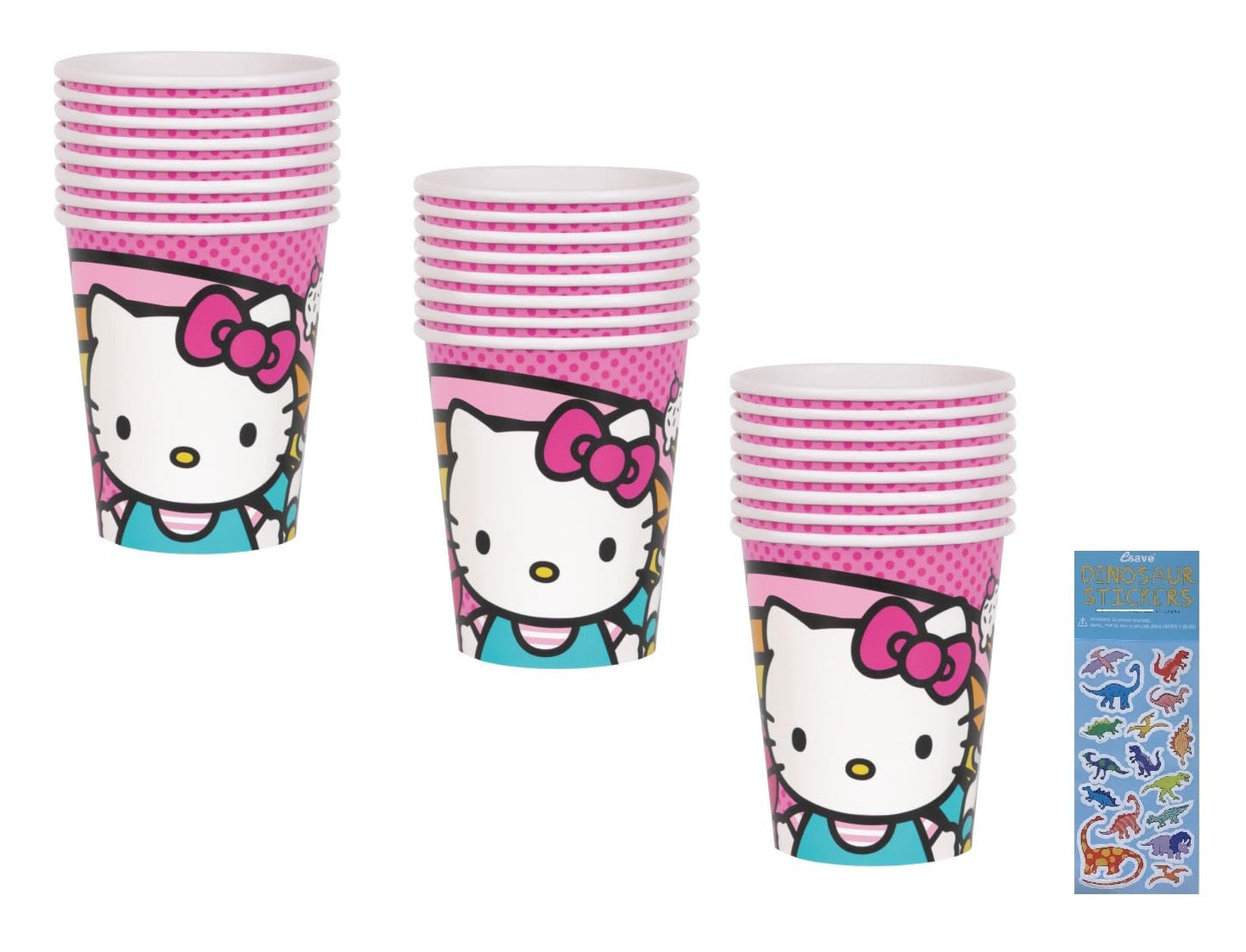 Bow Kitty Character Party Cups & Sticker Sheet Bundle - 24 ct