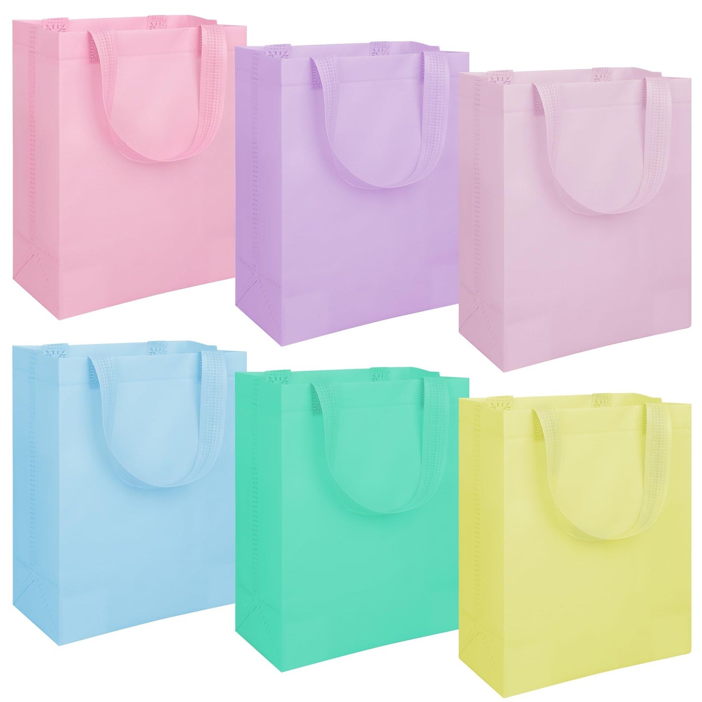 Augisteen 30 Pack Pastel Non-Woven Gift Bags Reusable Tote Treat Bags Bulk Rainbow Party Favor Gift Bags with Handles for Wedding Birthday Party Gifts Wrapping Supplies 8 x 4 x 10 Inch