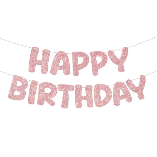 Rose Gold Happy Birthday Banner