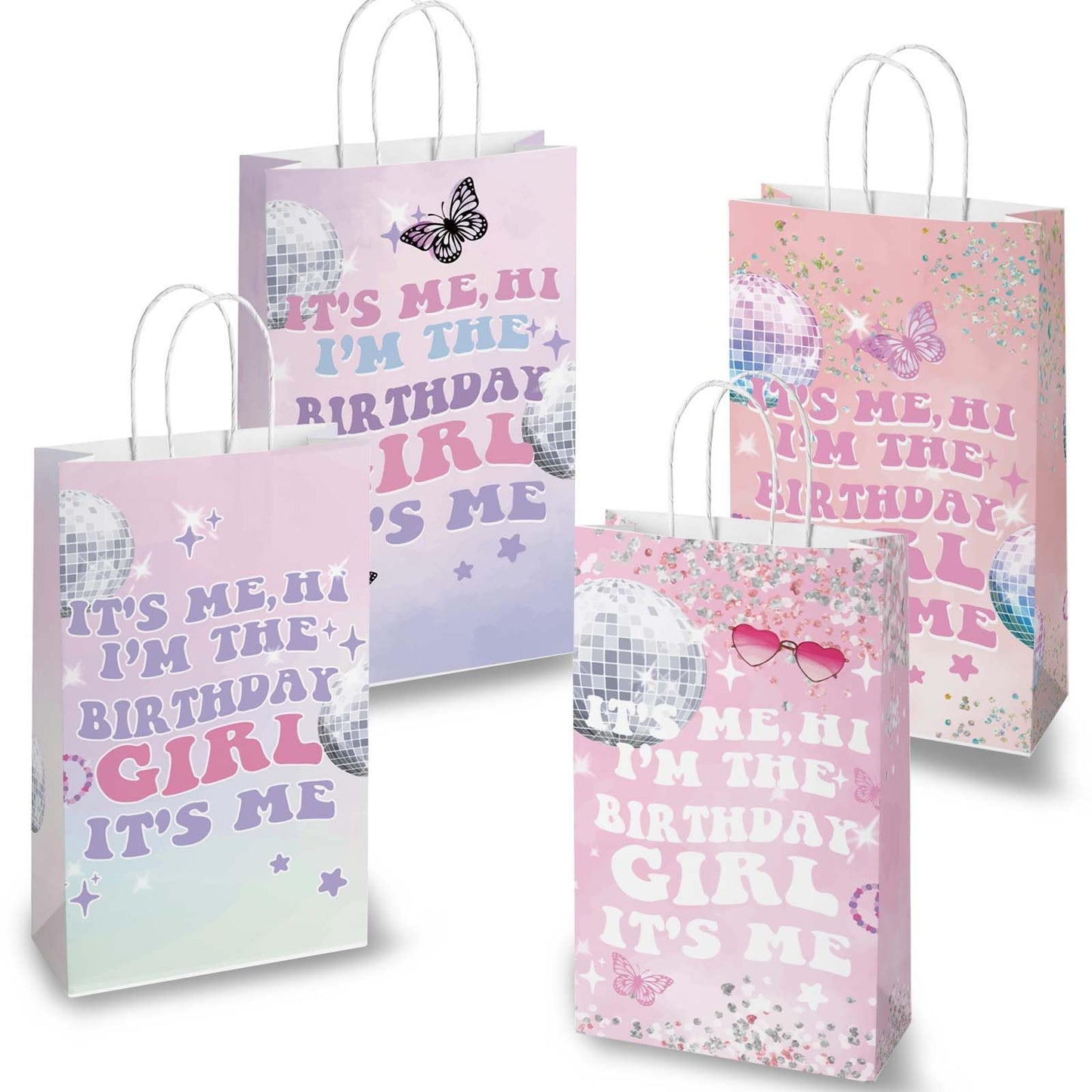 16Pcs Music Birthday Party Paper BagsSinger Theme Party Favor Goodies BagsDouble Sided Birthday Paper Bags Music Theme Birthday Party Supplies，Its Me Hi Im The Birthday Girl Its Me 8.6*5*3.7inch